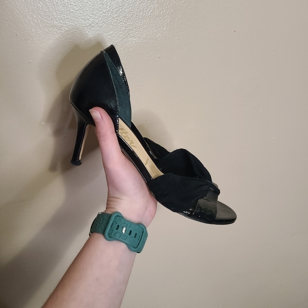 Butter Black Peep Toe Heels - Picture 2 of 7